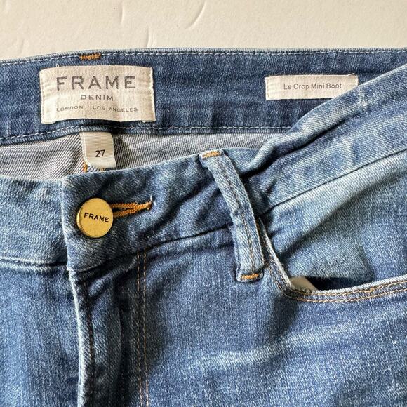 Frame Medium Wash Blue Demin Atlas Le Crop Mini Boot Jeans Women's 27 - Picture 5 of 6